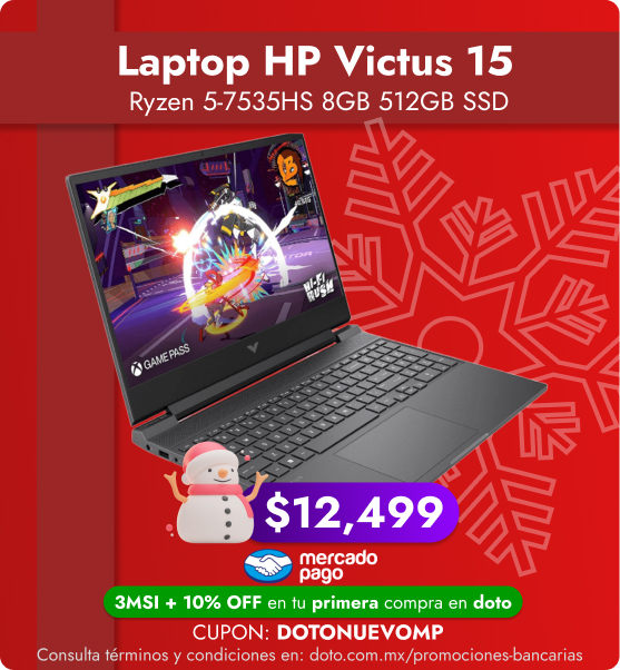 Laptop Gamer HP Victus 15 Ryzen 5-7535HS 8GB 512GB SSD Negro