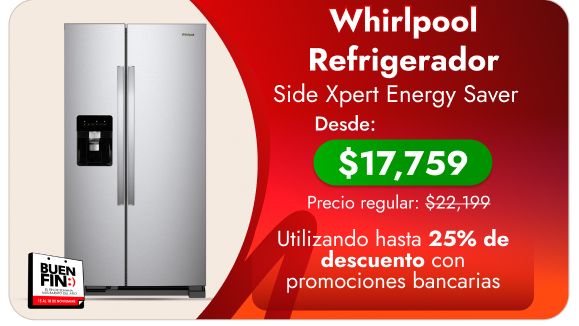 Refrigerador Whirlpool by Side Xpert Energy Saver Acero Inoxidable 22 p³