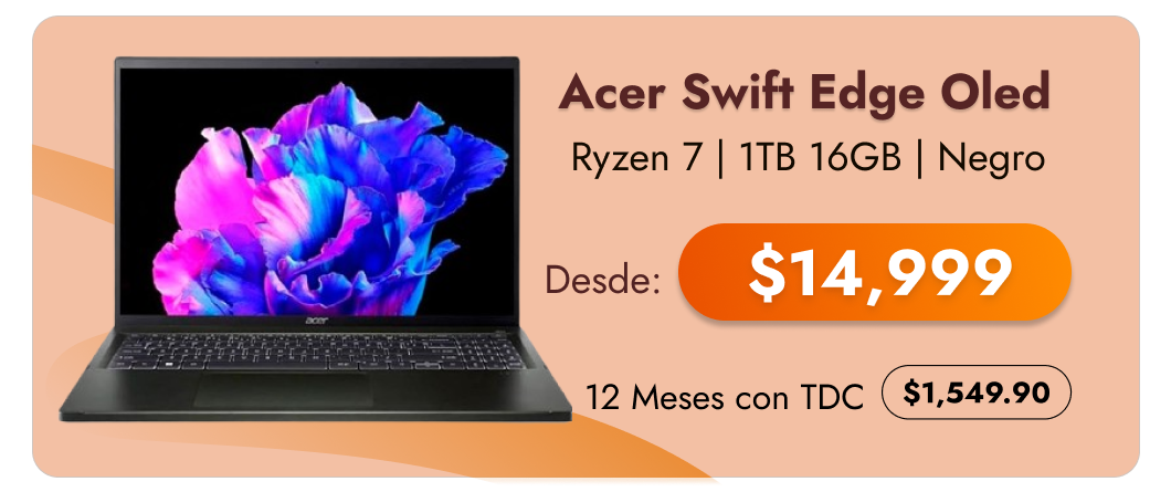 Laptop Acer Swift Edge Oled Ryzen 7-7735U 1TB 16GB W11H