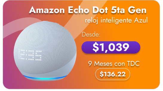 Amazon Echo Dot 5ta Generación con reloj inteligente Azul